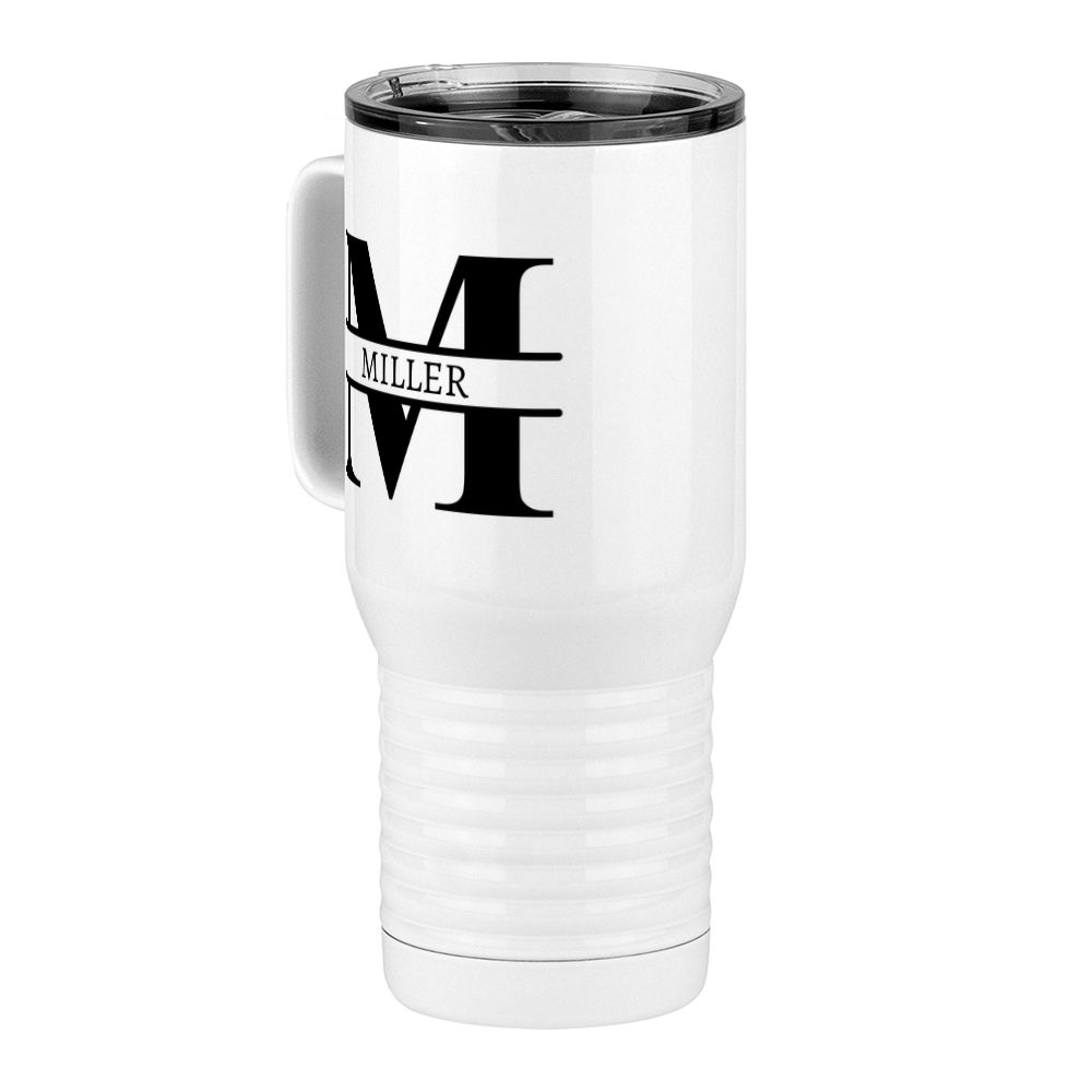 Personalized Name & Initial Travel Coffee Mug Tumbler with Handle (20 oz) - Front Left View