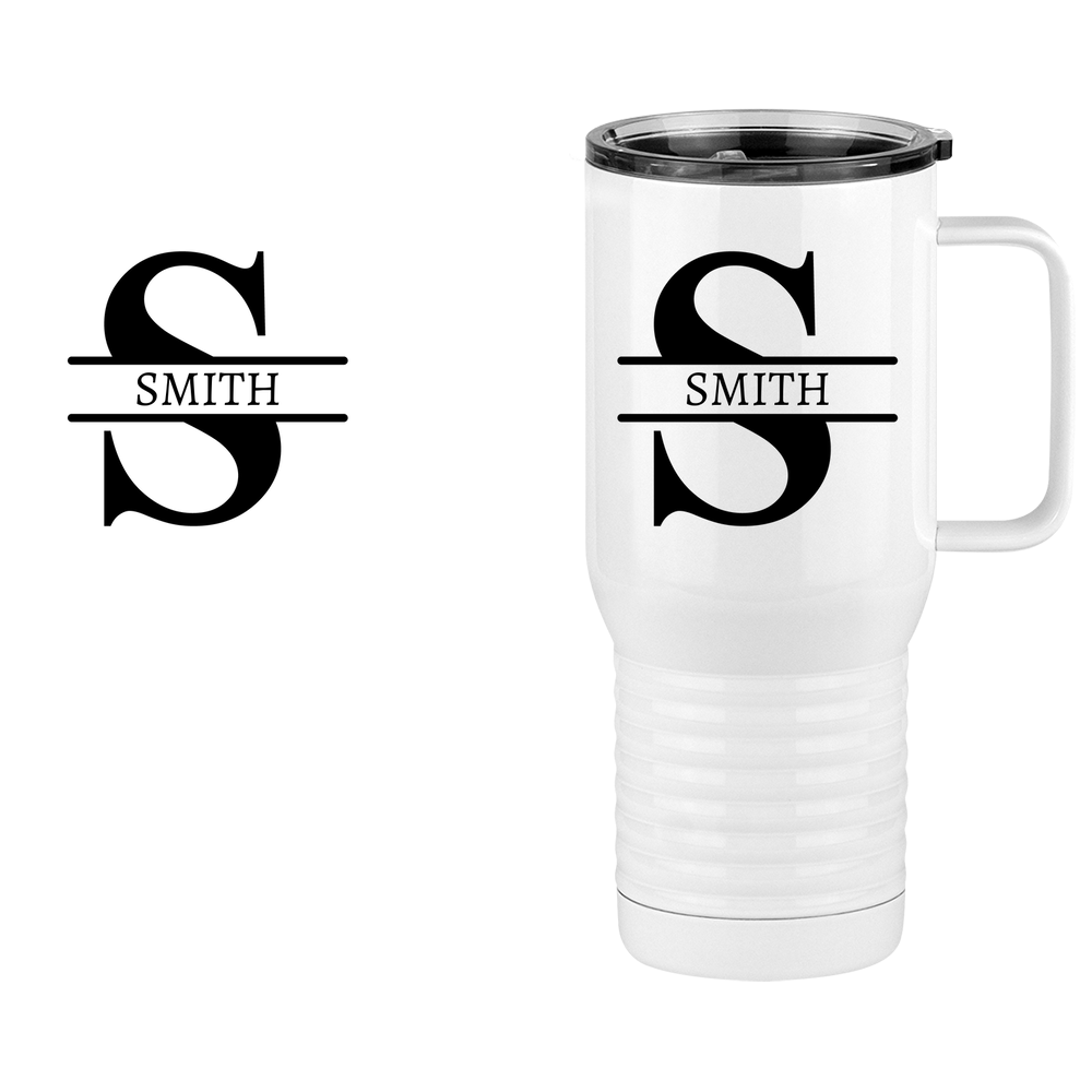 Personalized Name & Initial Travel Coffee Mug Tumbler with Handle (20 oz) - Design View