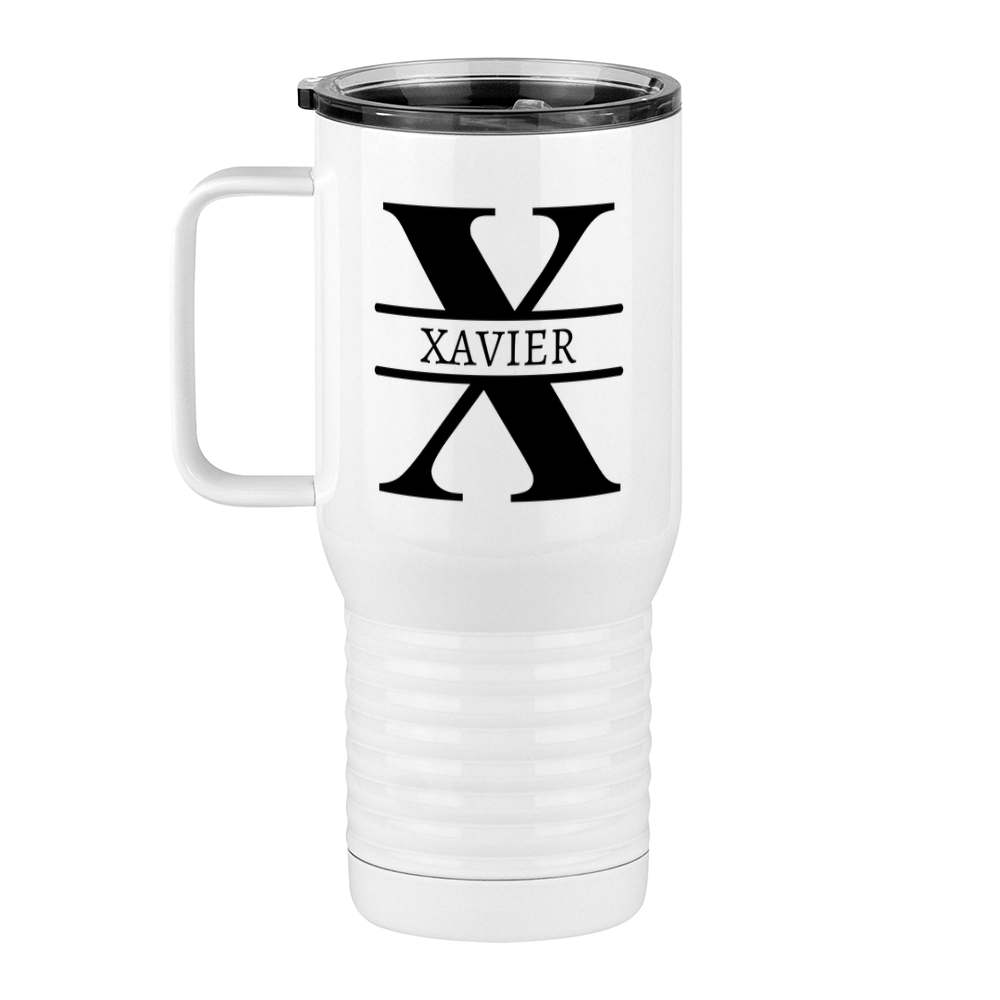 Personalized Name & Initial Travel Coffee Mug Tumbler with Handle (20 oz) - Left View