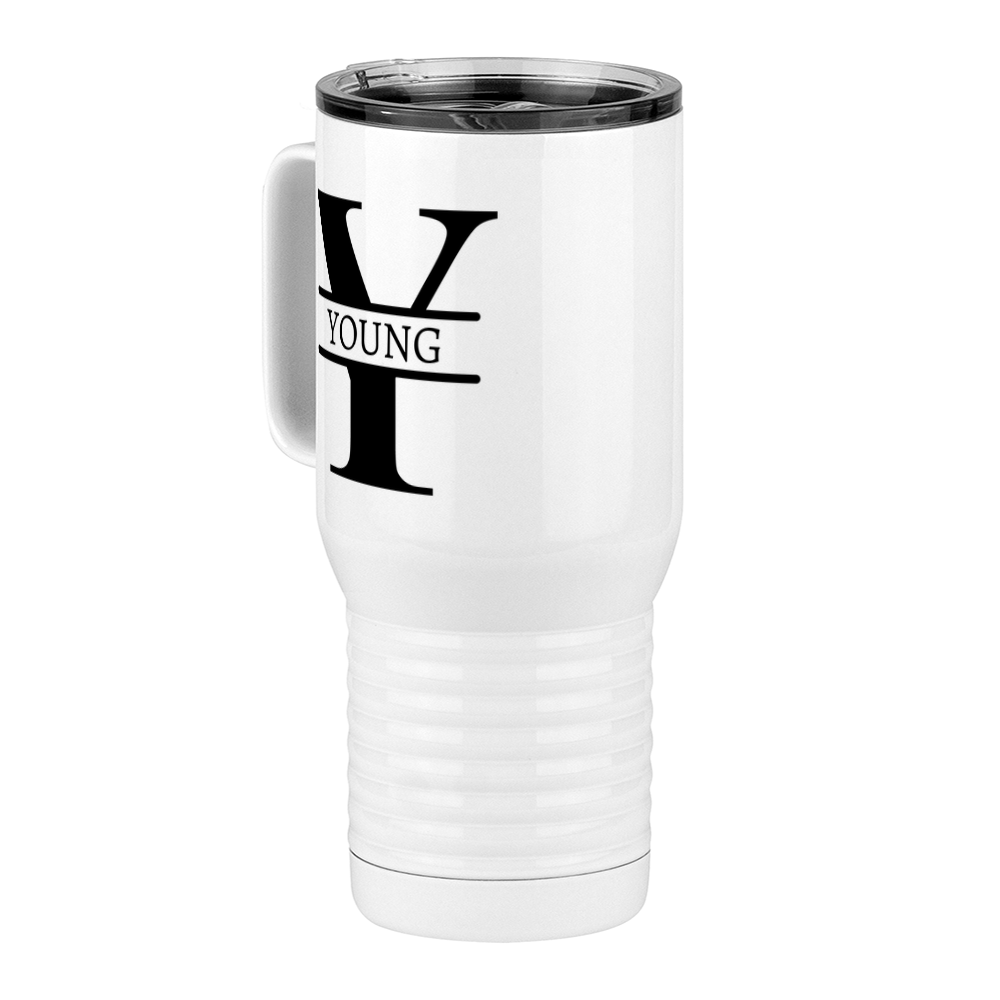 Personalized Name & Initial Travel Coffee Mug Tumbler with Handle (20 oz) - Front Left View