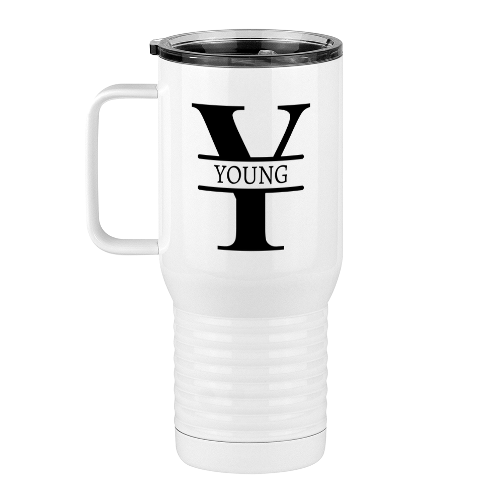 Personalized Name & Initial Travel Coffee Mug Tumbler with Handle (20 oz) - Left View