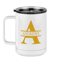 Thumbnail for Personalized Name & Initial Coffee Mug Tumbler with Handle (15 oz) - Gold Letters - Left View