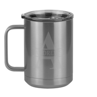 Thumbnail for Personalized Name & Initial Coffee Mug Tumbler with Handle (15 oz) - Grey Letters - Left View