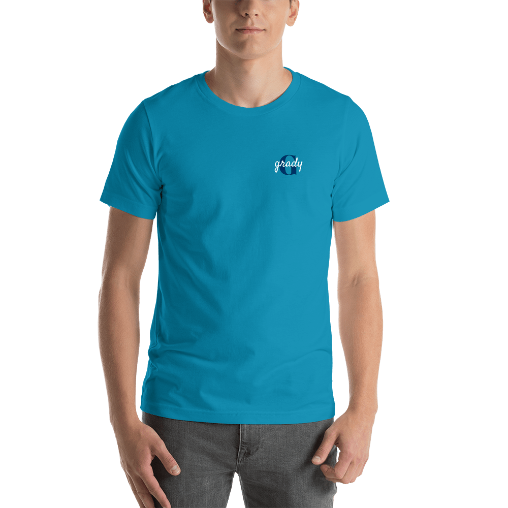 Personalized Name over Initial T-Shirt - Aqua - Shirt View