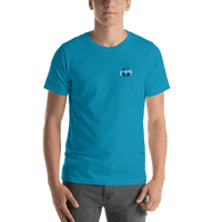 Thumbnail for Personalized Name over Initial T-Shirt - Aqua - Shirt View