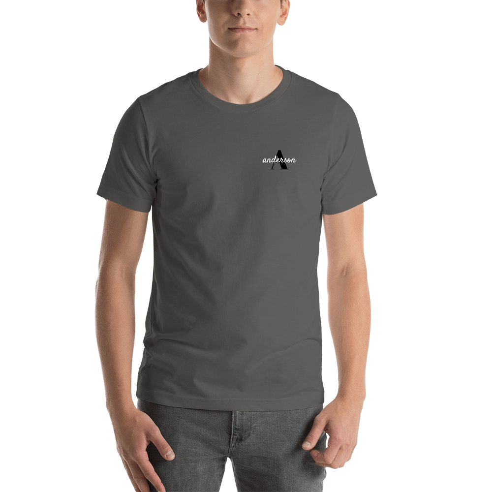 Personalized Name over Initial T-Shirt - Dark Grey - Shirt View