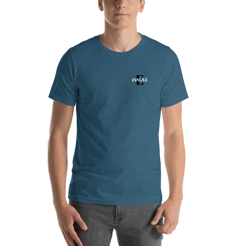 Personalized Name over Initial T-Shirt - Heather Deep Teal - Shirt View