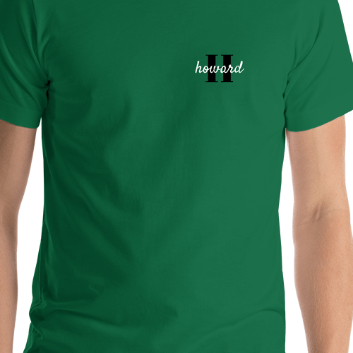 Personalized Name over Initial T-Shirt - Green - Shirt Close-Up View