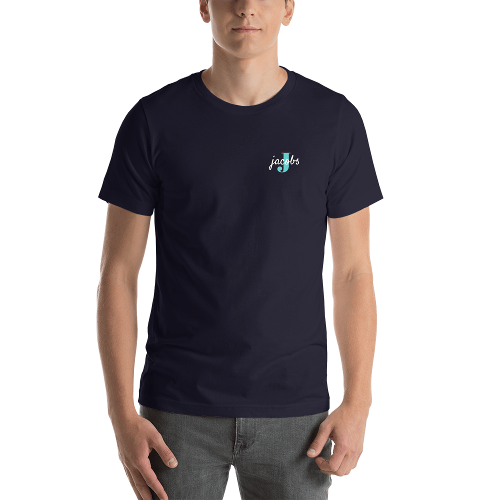 Personalized Name over Initial T-Shirt - Navy Blue - Shirt View