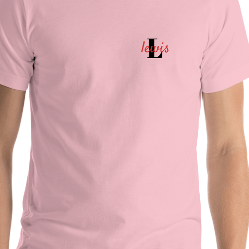 Personalized Name over Initial T-Shirt - Pink - Shirt Close-Up View