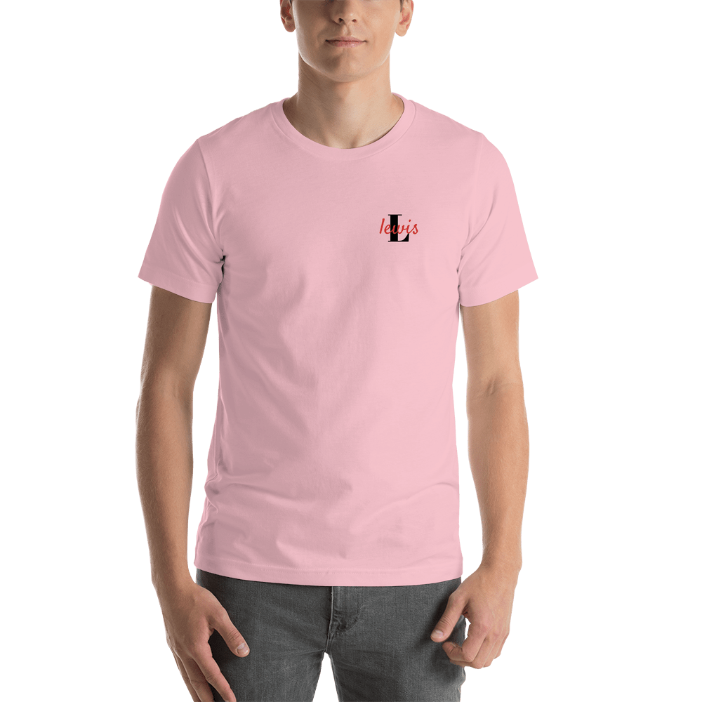 Personalized Name over Initial T-Shirt - Pink - Shirt View