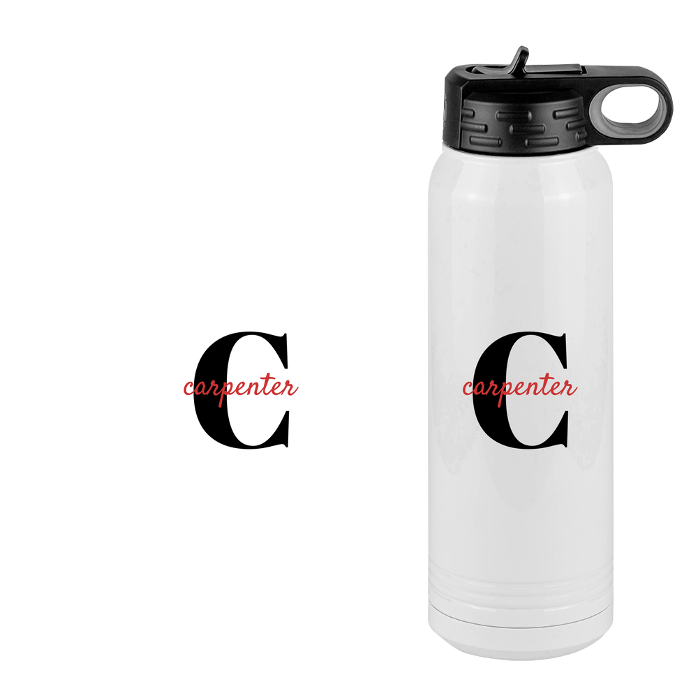 Personalized Name Over Initial Water Bottle (30 oz) - Design View
