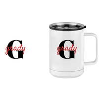 Thumbnail for Personalized Name Over Initial Coffee Mug Tumbler with Handle (15 oz) - Design View