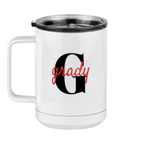 Thumbnail for Personalized Name Over Initial Coffee Mug Tumbler with Handle (15 oz) - Left View