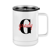 Thumbnail for Personalized Name Over Initial Coffee Mug Tumbler with Handle (15 oz) - Right View