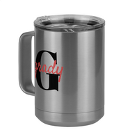 Thumbnail for Personalized Name Over Initial Coffee Mug Tumbler with Handle (15 oz) - Front Left View