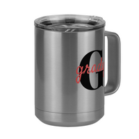 Thumbnail for Personalized Name Over Initial Coffee Mug Tumbler with Handle (15 oz) - Front Right View