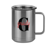 Thumbnail for Personalized Name Over Initial Coffee Mug Tumbler with Handle (15 oz) - Right View