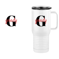 Thumbnail for Personalized Name Over Initial Travel Coffee Mug Tumbler with Handle (20 oz) - Design View