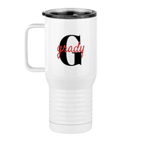 Thumbnail for Personalized Name Over Initial Travel Coffee Mug Tumbler with Handle (20 oz) - Left View