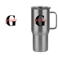 Thumbnail for Personalized Name Over Initial Travel Coffee Mug Tumbler with Handle (20 oz) - Design View