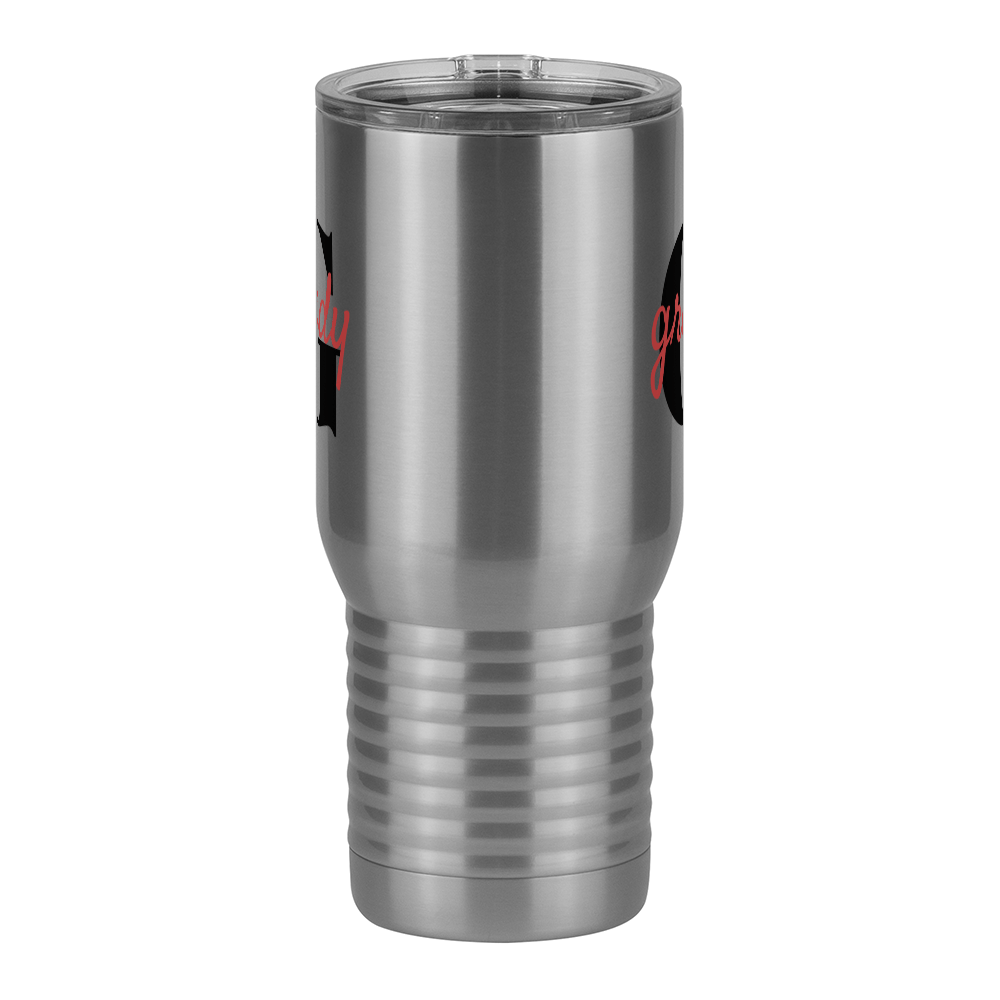 Personalized Name Over Initial Travel Coffee Mug Tumbler with Handle (20 oz) - Front View