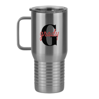 Thumbnail for Personalized Name Over Initial Travel Coffee Mug Tumbler with Handle (20 oz) - Left View