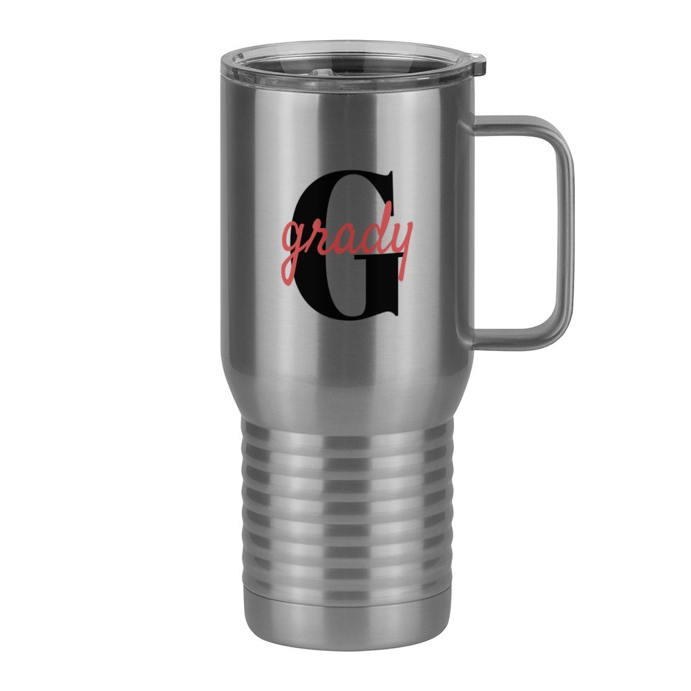 Personalized Name Over Initial Travel Coffee Mug Tumbler with Handle (20 oz) - Right View