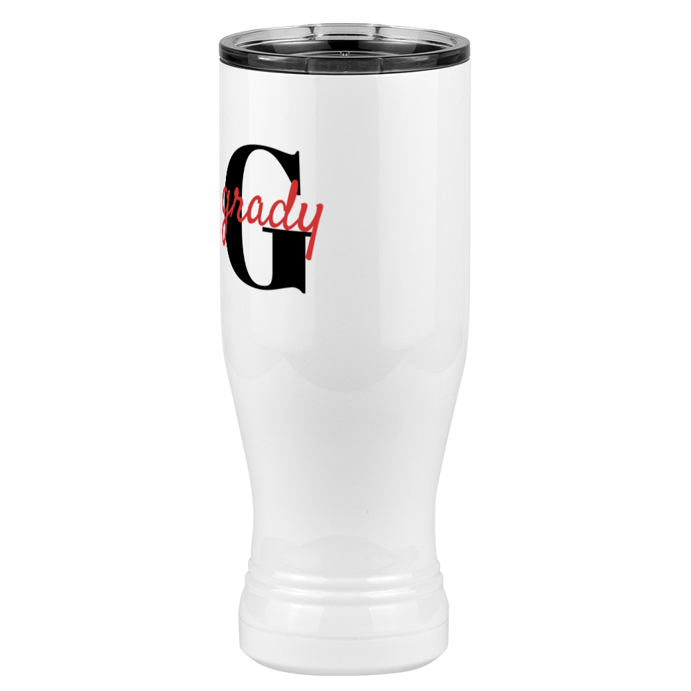 Personalized Name Over Initial Pilsner Tumbler (20 oz) - Front Left View