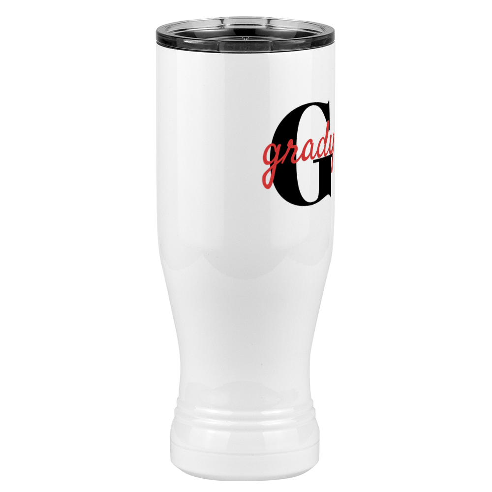 Personalized Name Over Initial Pilsner Tumbler (20 oz) - Front Right View