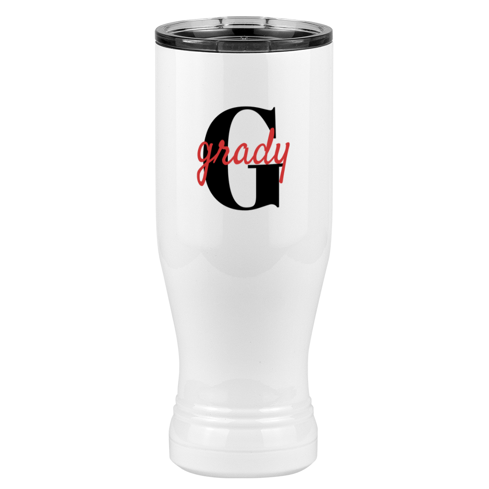 Personalized Name Over Initial Pilsner Tumbler (20 oz) - Left View