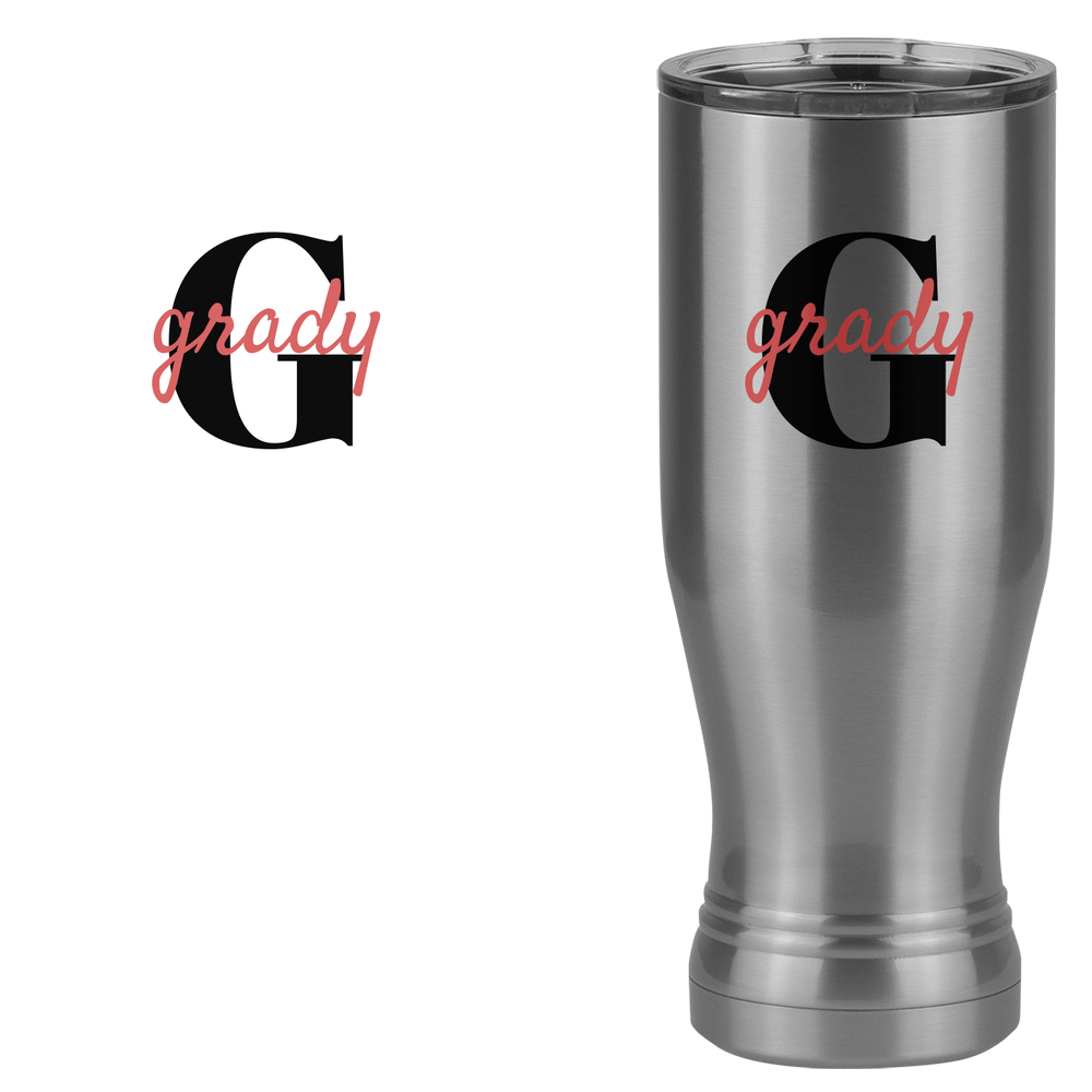 Personalized Name Over Initial Pilsner Tumbler (20 oz) - Design View