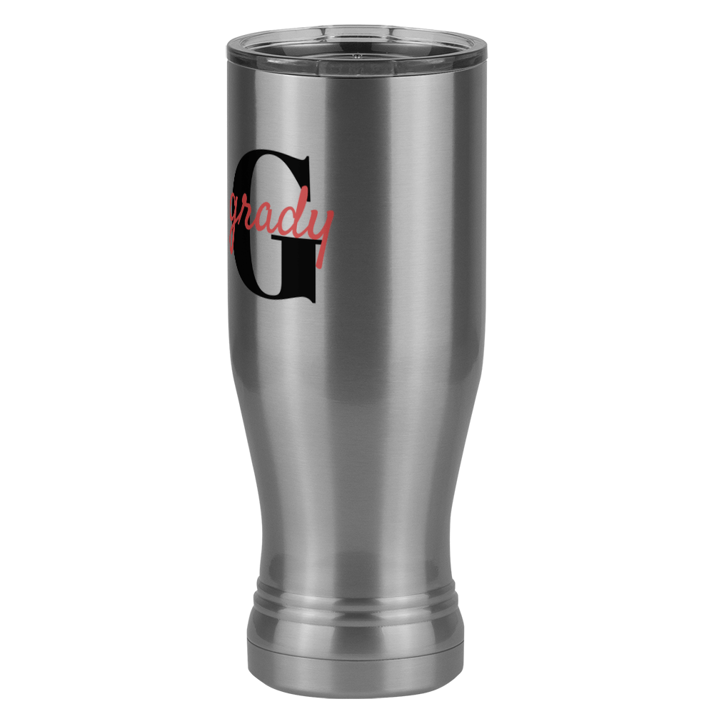 Personalized Name Over Initial Pilsner Tumbler (20 oz) - Front Left View