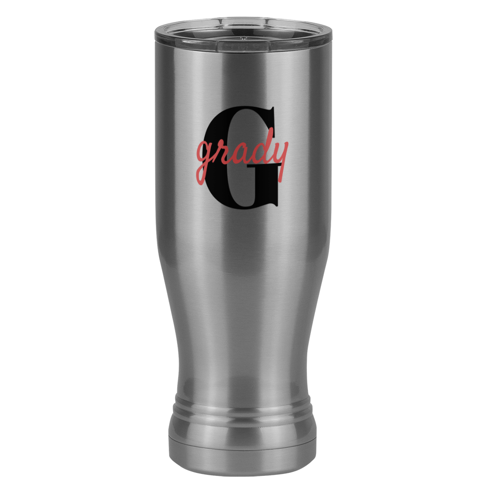 Personalized Name Over Initial Pilsner Tumbler (20 oz) - Left View