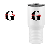 Thumbnail for Personalized Name Over Initial Tall Travel Tumbler (20 oz) - Design View
