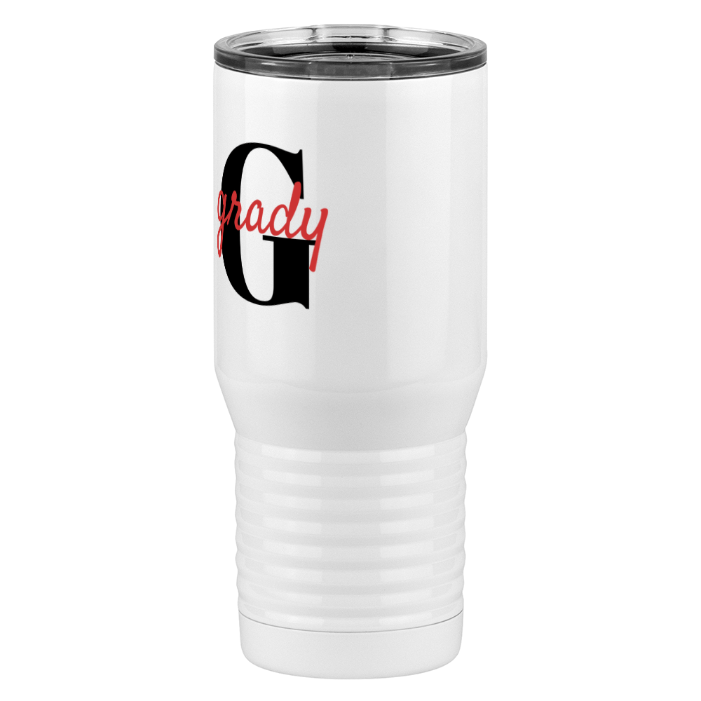 Personalized Name Over Initial Tall Travel Tumbler (20 oz) - Front Left View