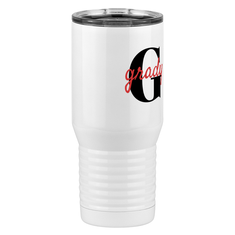 Personalized Name Over Initial Tall Travel Tumbler (20 oz) - Front Right View