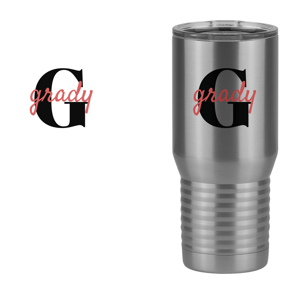 Personalized Name Over Initial Tall Travel Tumbler (20 oz) - Design View