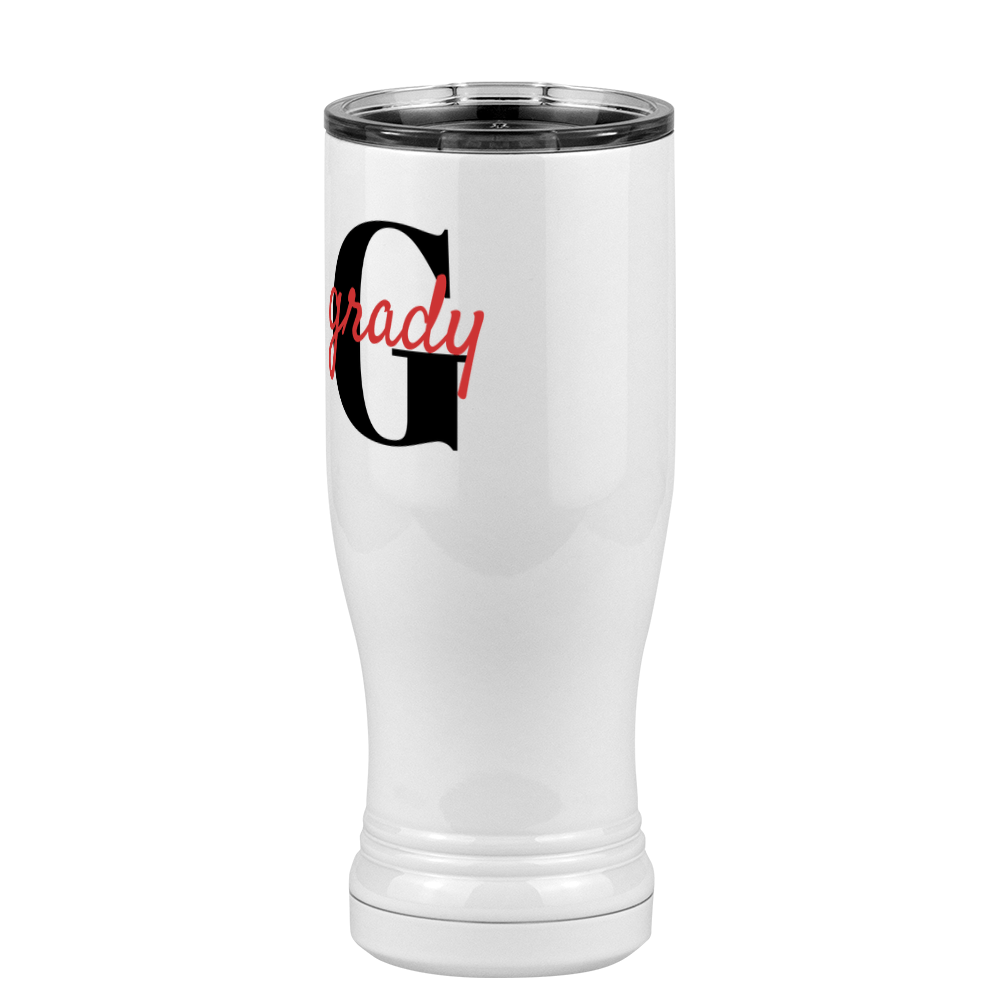 Personalized Name Over Initial Pilsner Tumbler (14 oz) - Front Left View