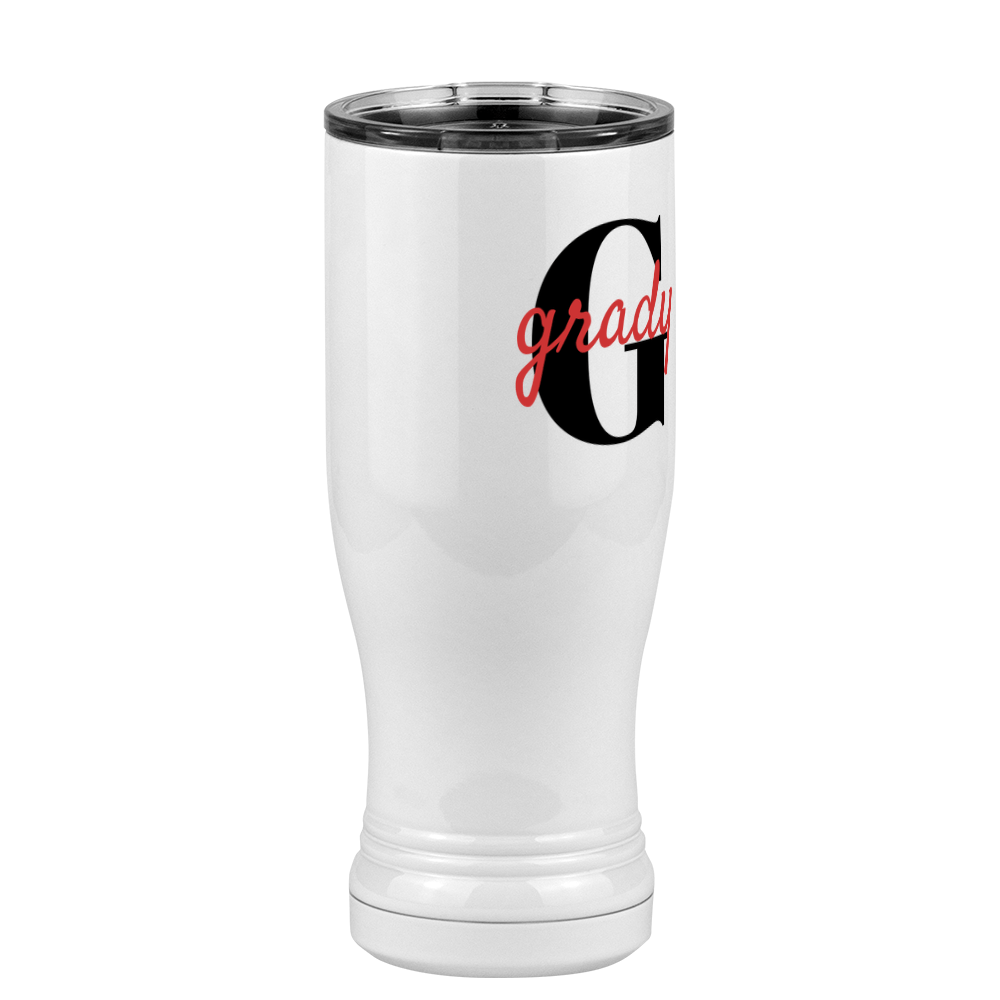 Personalized Name Over Initial Pilsner Tumbler (14 oz) - Front Right View