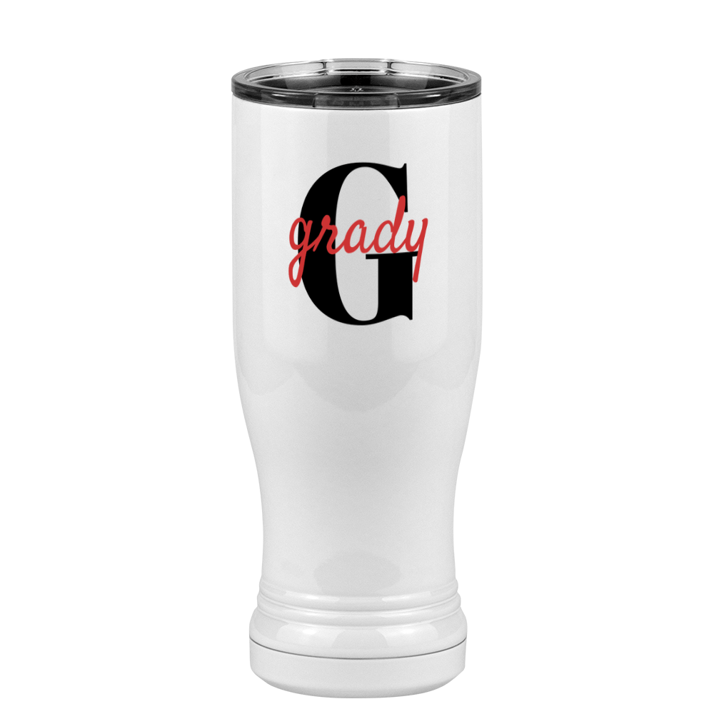 Personalized Name Over Initial Pilsner Tumbler (14 oz) - Left View