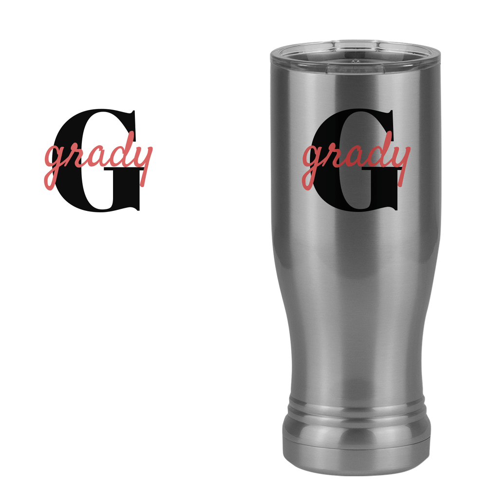 Personalized Name Over Initial Pilsner Tumbler (14 oz) - Design View
