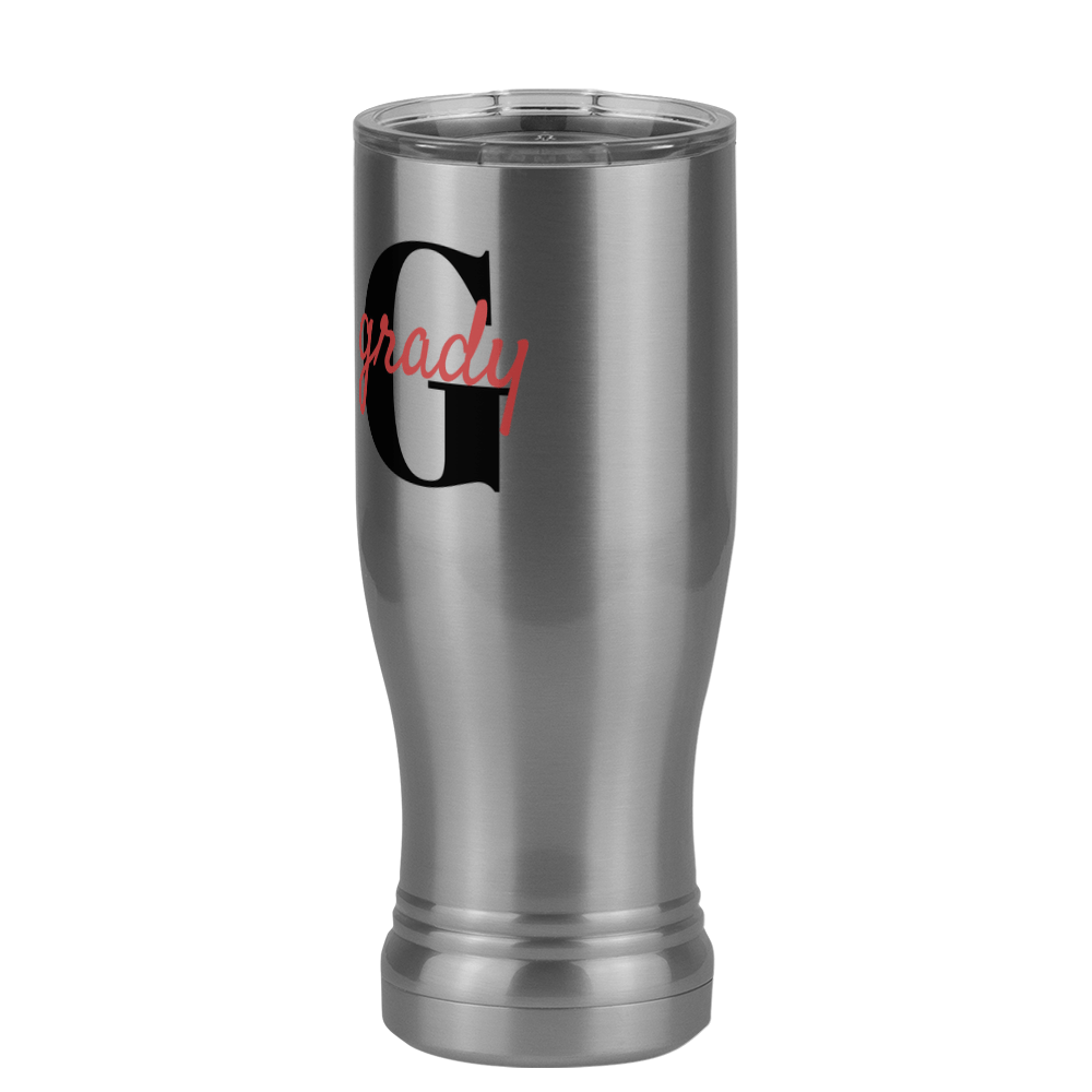 Personalized Name Over Initial Pilsner Tumbler (14 oz) - Front Left View