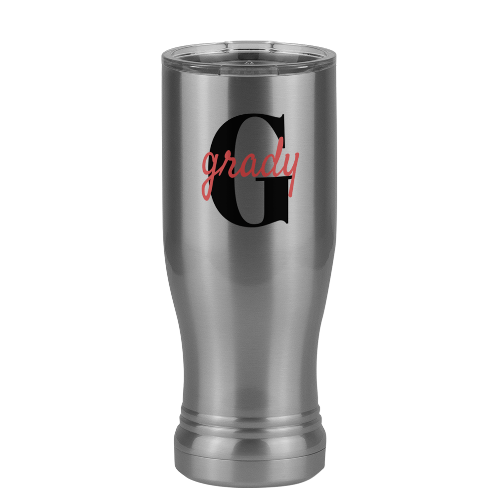 Personalized Name Over Initial Pilsner Tumbler (14 oz) - Left View