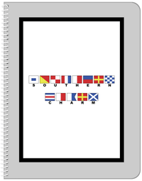 Thumbnail for Personalized Nautical Flags Notebook - Grey and Black - Flags with Small Letters - Front View