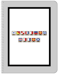 Thumbnail for Personalized Nautical Flags Notebook - Grey and Black - Flags with Light Brown Frames - Front View