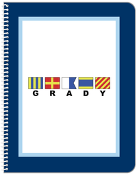 Thumbnail for Personalized Nautical Flags Notebook - Navy and Blue - Flags with Large Letters - Front View