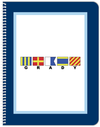 Thumbnail for Personalized Nautical Flags Notebook - Navy and Blue - Flags with Small Letters - Front View