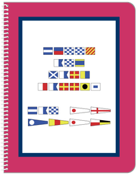 Thumbnail for Personalized Nautical Flags Notebook - Pink and Blue - Flags without Letters - Front View