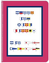 Thumbnail for Personalized Nautical Flags Notebook - Pink and Blue - Flags with Grey Letters - Front View